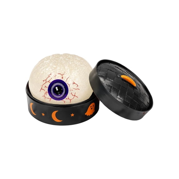 Halloween Eyeball Glitter Bun Squishy Toy With Ghost Moon Steamer Container Spooky Soft Squeeze Stress Relief Fidget Toy For Party Favors