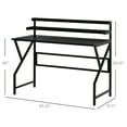 thumbnail image 3 of HOMCOM Modern Computer Desk, 47" Writing Desk with Elevate Shelves for Home Office, Black, 3 of 10