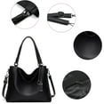 thumbnail image 3 of Bolso de mano para mujer grande - Bolso de mano Shopper Bolso de hombro de piel para mujer Bolso de hombro para mujer Bolso con asa de piel sintética con monedero Juego de 2, 3 of 7