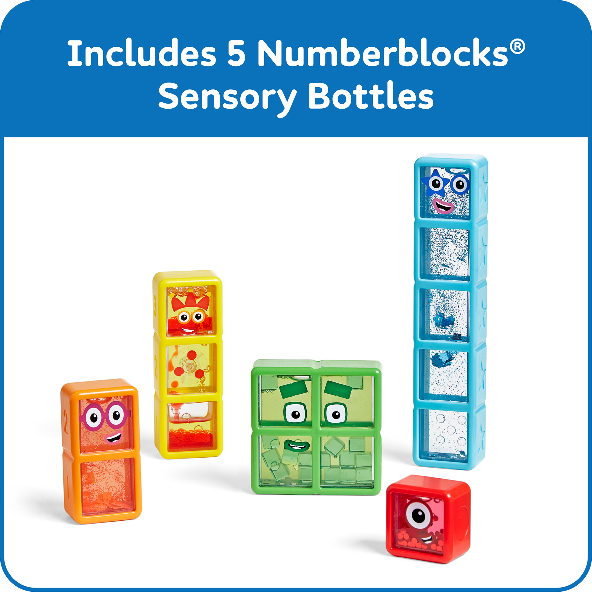hand2mind Botellas Sensoriales Numberblocks Uno a Cinco, Juguetes de Matemáticas y Conteo para Primaria, Edades 3+ 2