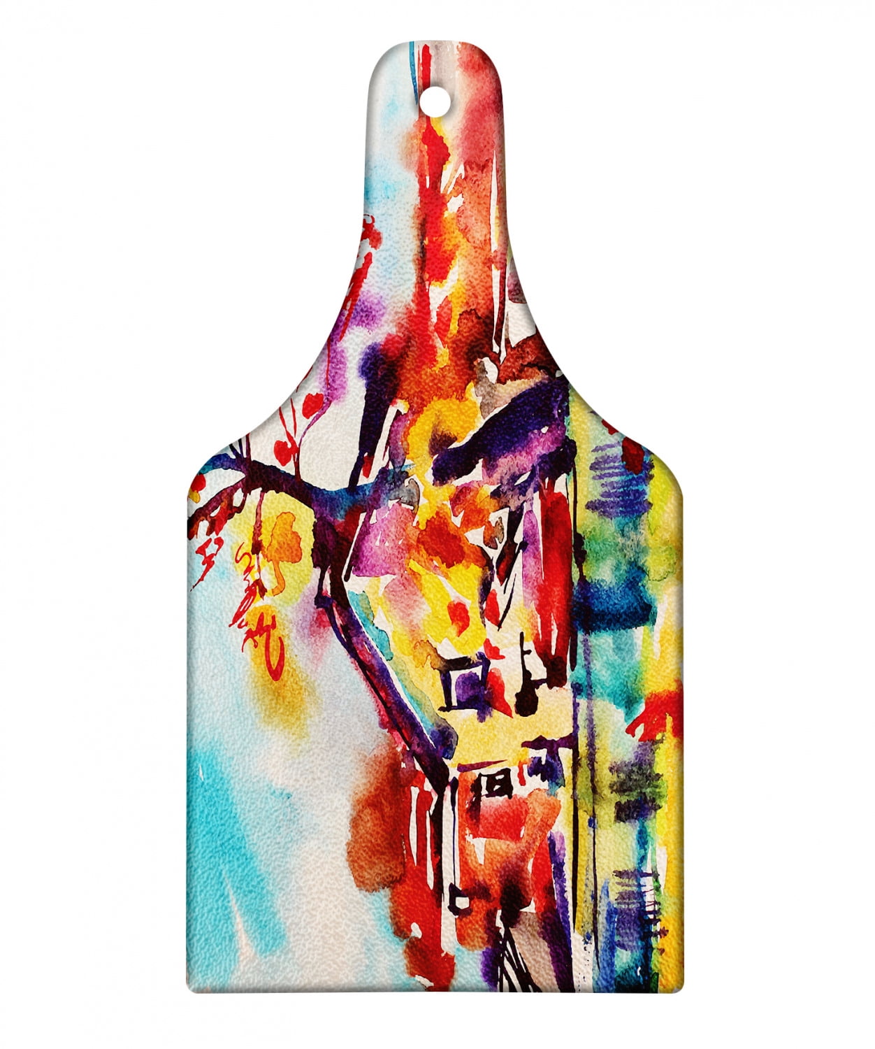 Fine Art Cutting Board, Paintbrush Abstract Countryside Village with