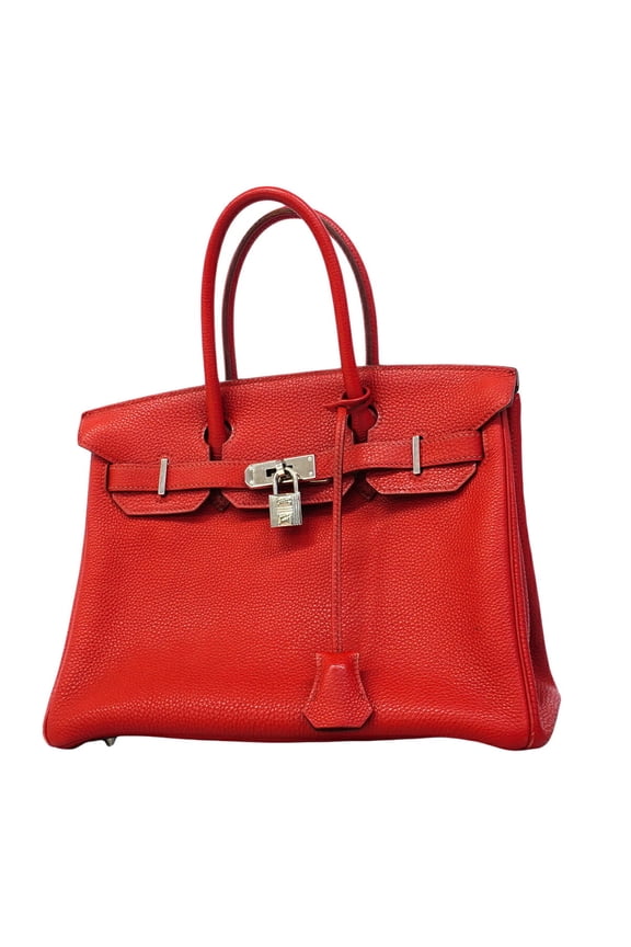 Pre-Owned Hermes Birkin 30 Togo Rouge Casaque Handbag (M stamp) - Women's