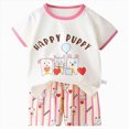 thumbnail image 3 of KPOPLK Toddler Baby Boy Girl Summer Outfit Short Sleeve Shirts Top and Casual Shorts Set Cute Kids Clothes Size 4-5 Years,White, 3 of 3