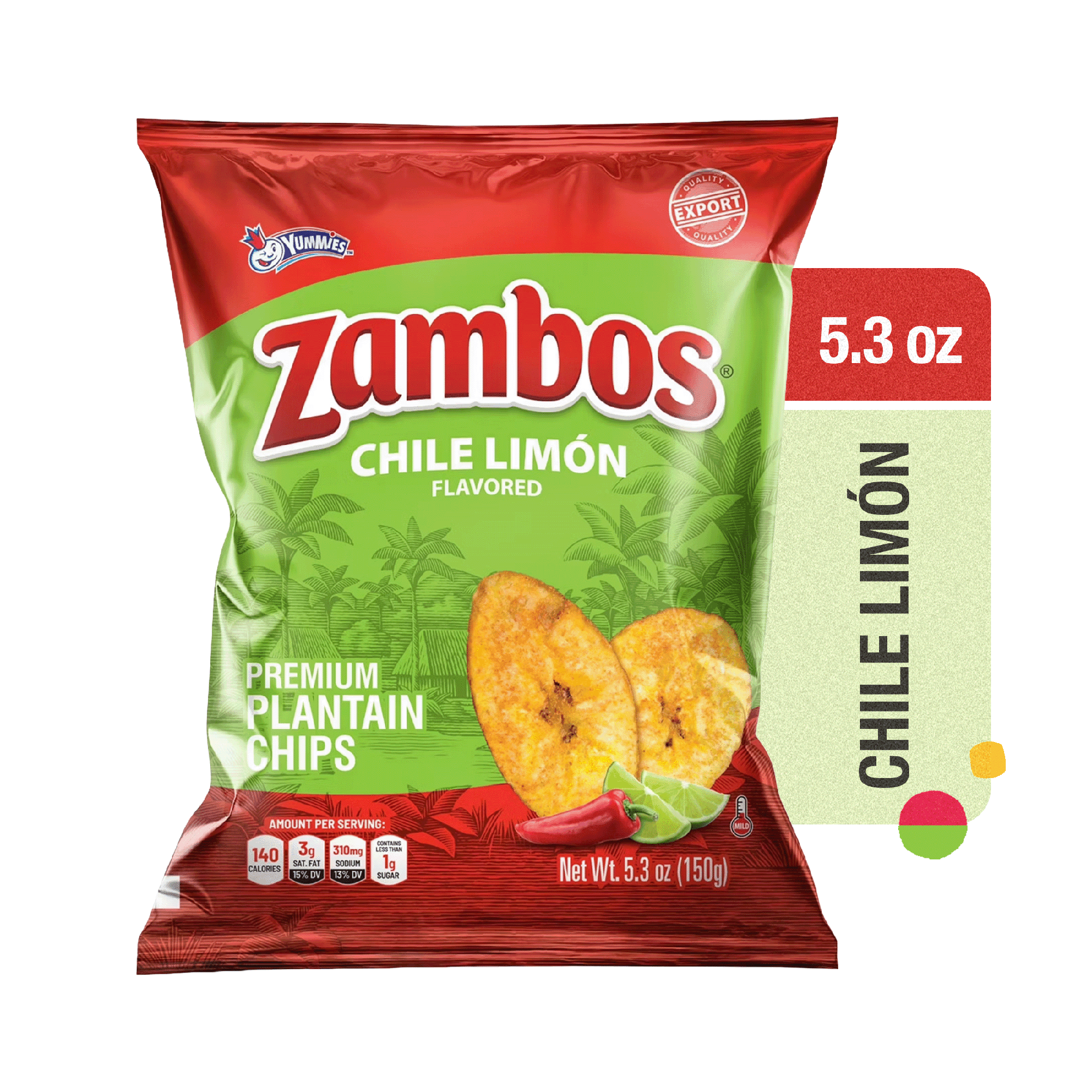 (12 pack) Zambos Premium Chile Limón Plantain Chips, 5.30 oz Bag