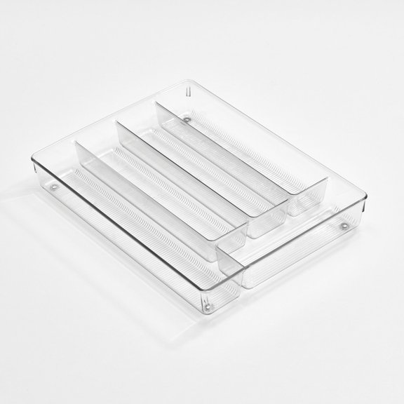 iDesign Linus BPA-Free Plastic Divided Drawer Organizer Tray - 13.75" x 10.5" x 2.25", Clear