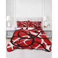 thumbnail image 3 of Red Geometric Full Size Down Alternative Comforter, Lightweight Comforter Quilt Bedding Set with Pillow Shams Modern Abstract Black White Striped Lines All Seasons Bed Comforter Duvet Insert 78"x90", 3 of 7