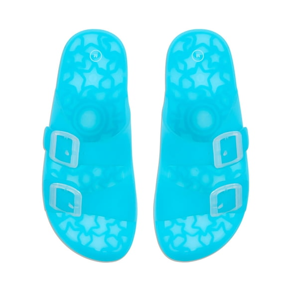 MeMoi Kids Double-Buckle Jelly Slide Sandal - Girls - Female (XXL, Blue)