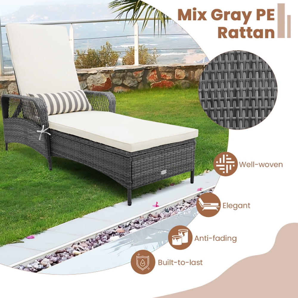 Aimee Lii Outdoor Chaise Lounge Chair Recliner with 6-Level Backrest Cushion and Pillow, Patio Loungers Aimee Lii Outdoor Chaise Lounge Chair Recliner with 6-Level Backrest Cushion and Pillow, Patio Loungers