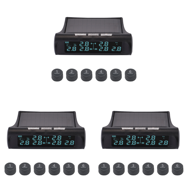 Monitor Presión Neumáticos Coche Inalámbrico 6 Sensor Externo Digital TPMS 8bar USB Solar