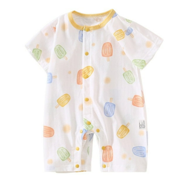 Jgppe Baby Infant Boys Girls Rompers Summer Short Sleeve Jumpsuits Breathable Cotton Clothes for 0-24 Months