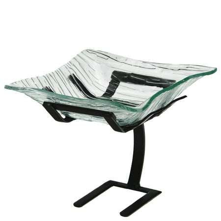 Couronne Co Monterrey Square Recycled Glass Bowl and Single Metal Stand, M208-2053, 6 inch diameter, 8.5 Ounce Capacity