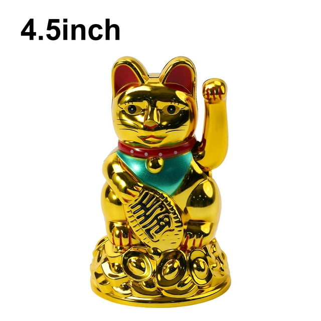 Chat Porte-Bonheur Chinois Agissant en Appel Maneki Neko Or Fortune Feng Shui 4.5 Pouces Pouces
