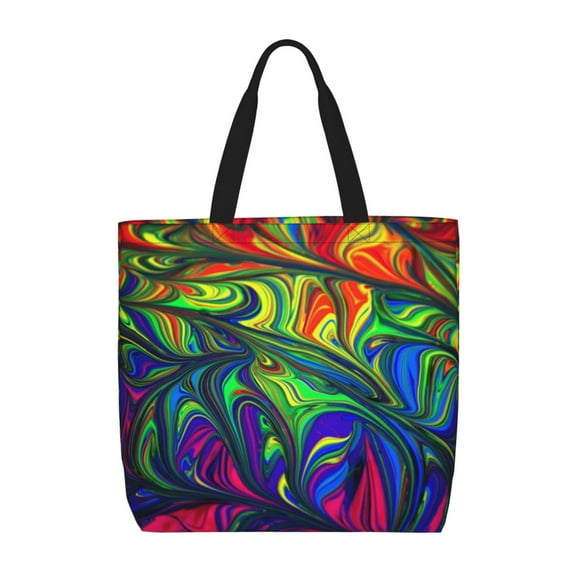 Saiise Pride Rainbow Print Tote Bag for Women Large Capacity Zipper Shoulder Bag for Shopping School Work with Inner Pocket
