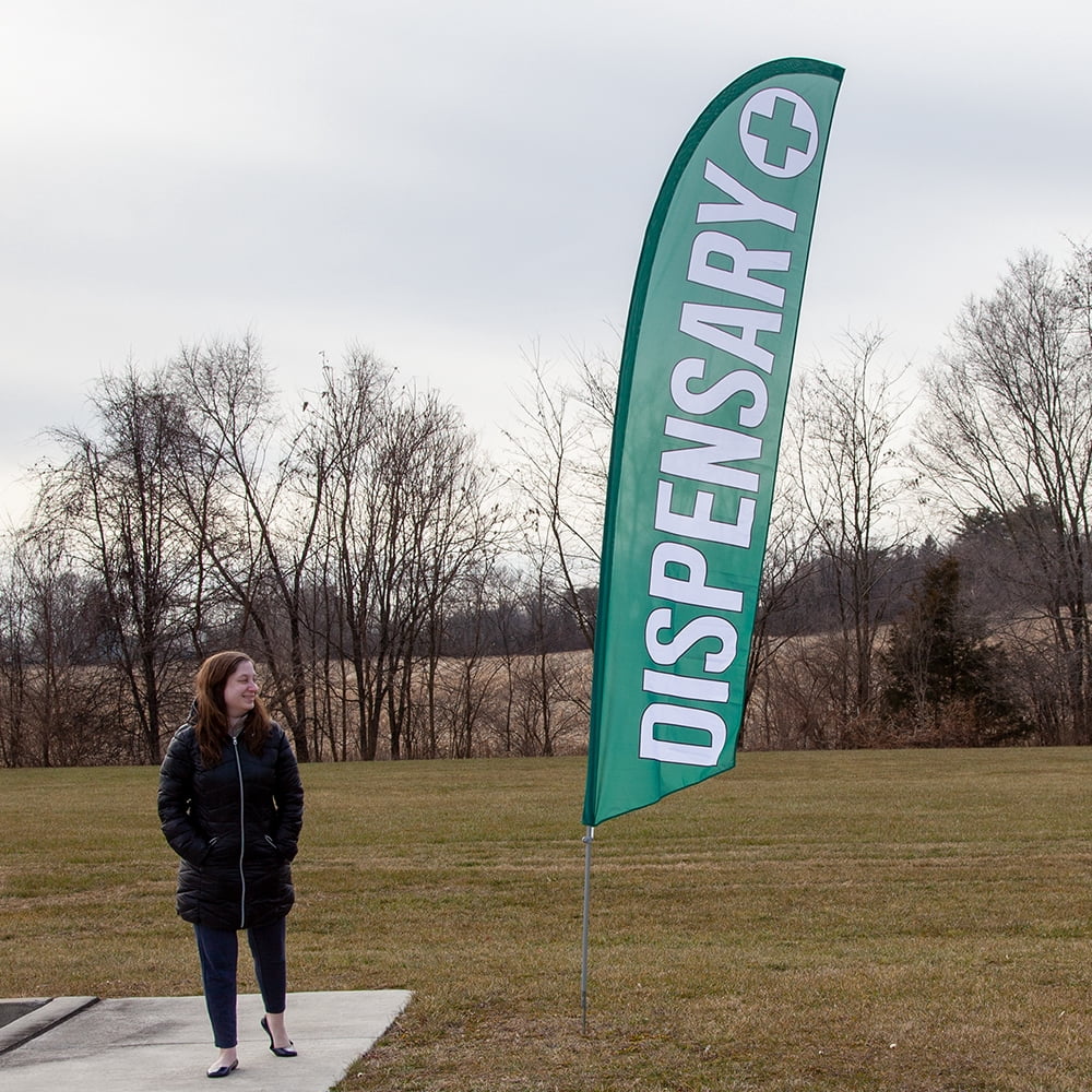 Vispronet Dispensary Feather Flag, 2.6ft x 11.2ft, Flag Only