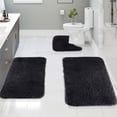 thumbnail image 3 of Bath Rugs 3 Set, Bathroom Rugs, Toilet Mats Universal Soft Comfortable Water Absorption, Bath Mats Non-Slip Thick Machine Washable, 3 of 8