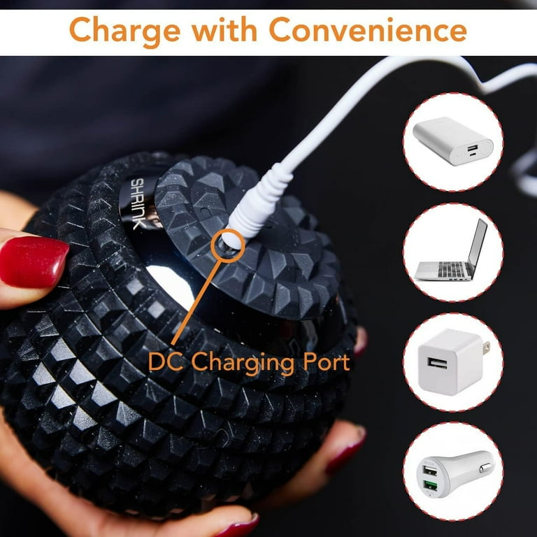 Shrink Vibrating Massage Ball with 4-Speeds - Deep Tissue Trigger Point for Relieving Muscle Pain and Tension - Myofascial Tool for Physical Therapy Shrink Vibrating Massage Ball with 4-Speeds - Deep Tissue Trigger Point for Relieving Muscle Pain and Tension - Myofascial Tool for Physical Therapy