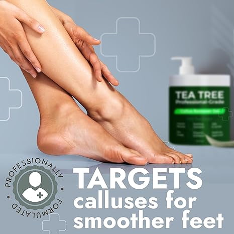 Tea Tree Callus Remover Gel | Professional-Grade Foot Exfoliant for Cracked Heels & Dry Feet | Instant Results & Soothing Hydration | Includes 3 Pumice Stones | 14 Fl Oz