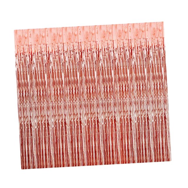 Cortina de flecos de aluminio, telón de fondo metálico para fotomatón, cortinas de puerta de oropel para bodas, cumpleaños, despedidas de soltera, rosa Yotijar Cortinas de papel de aluminio