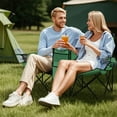 thumbnail image 2 of Costway Chaise Double de Pique-Nique Pliante Portable avec Parasol, Table, Glacière, Plage, Camping, Vert Vert, 2 of 8