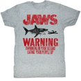 thumbnail image 1 of Jaws Warning Gray Heather Adult T-Shirt 2Xlt, 1 of 2