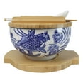 thumbnail image 3 of White Blue Koi Fish 28Oz Donburi Ramen Bowl With Lid Trivet Spoon Chopsticks Set, 3 of 9