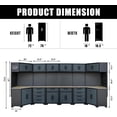 thumbnail image 3 of Garage Storage Cabinet System,2×8Pcs Garage Cabinets and Storage System Corner Workshop Set with Corner Cabinet, Cabinet Drawers, Workbench, Pegboard for Tool Organization, Black and Grey, 3 of 17
