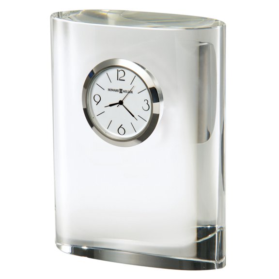 Howard Miller 645718 4-3/4" X 3-3/4" Fresco Glass Crystal Analog Table Top Clock - Silver