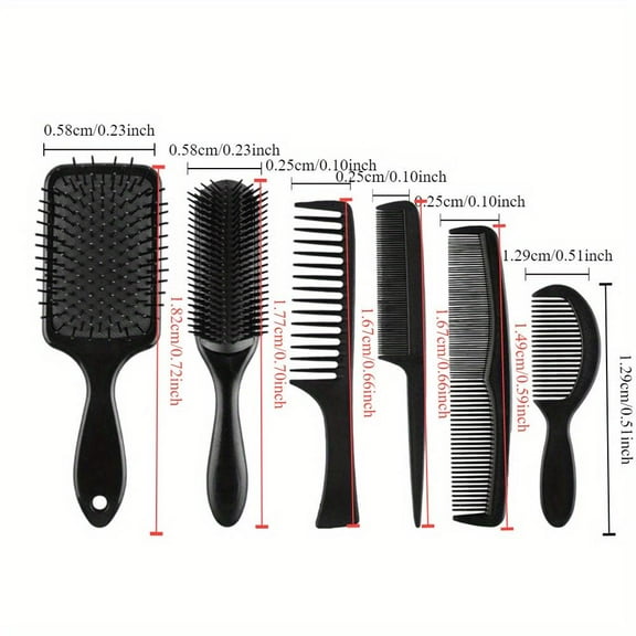 6 Pieces Styling Comb Set Anti Static Massage Oval Comb for Women and Men Dry or Wet Long Short Thick Thin Curly Straight Hair