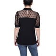 thumbnail image 3 of NY Collection Women's Petite Short Sleeve Top with Dotted Mesh, 3 of 4