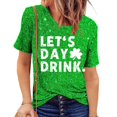 thumbnail image 4 of VgaVtl St. Paddy's Day Womens T Shirts Short Sleeve Sequin Graphic Tops for Women Trendy Relaxed Fit Sparkly Leisure Tops,Green XL, 4 of 5