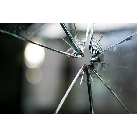 Multi Color Crack Glass - Canvas Print Glass Broken Hole Fragmented Crack Disc Window Stretched Canvas 10 x 14