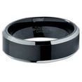 thumbnail image 3 of Charming Jewelers Tungsten Wedding Band Ring 6mm for Men Women Comfort Fit Black Beveled Edge Polished Brushed Lifetime Guarantee Size 8, 3 of 5