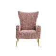 thumbnail image 3 of Velvet Accent Chair, Modern Upholstered Armchair Living Room Chair with Rose Golden Feet, Mid-Century Wingback Single Sofa Chair with Armrest, Comfy Leisure Club Chair for Living Room Bedroom, Pink, 3 of 7