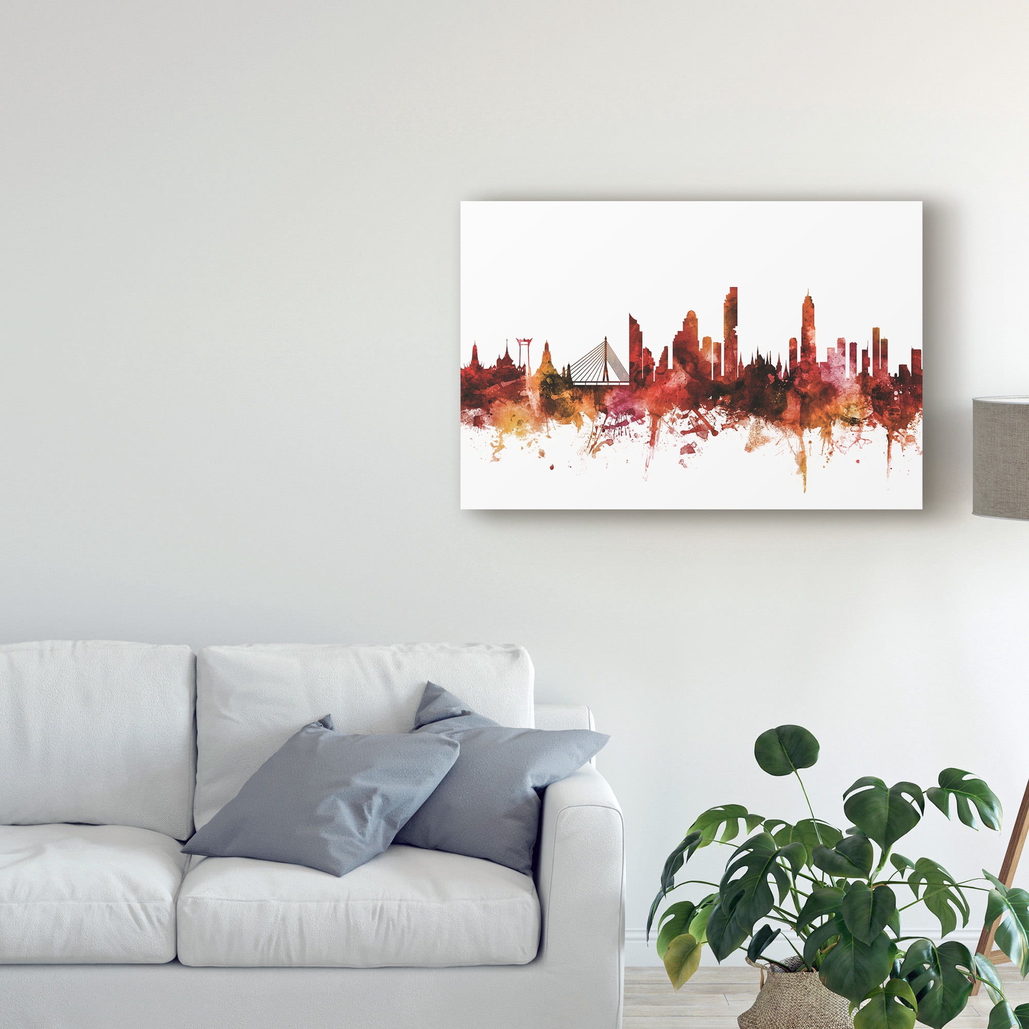 Trademark Fine Art 'Bangkok Thailand Skyline Red' Canvas Art by Michael Tompsett