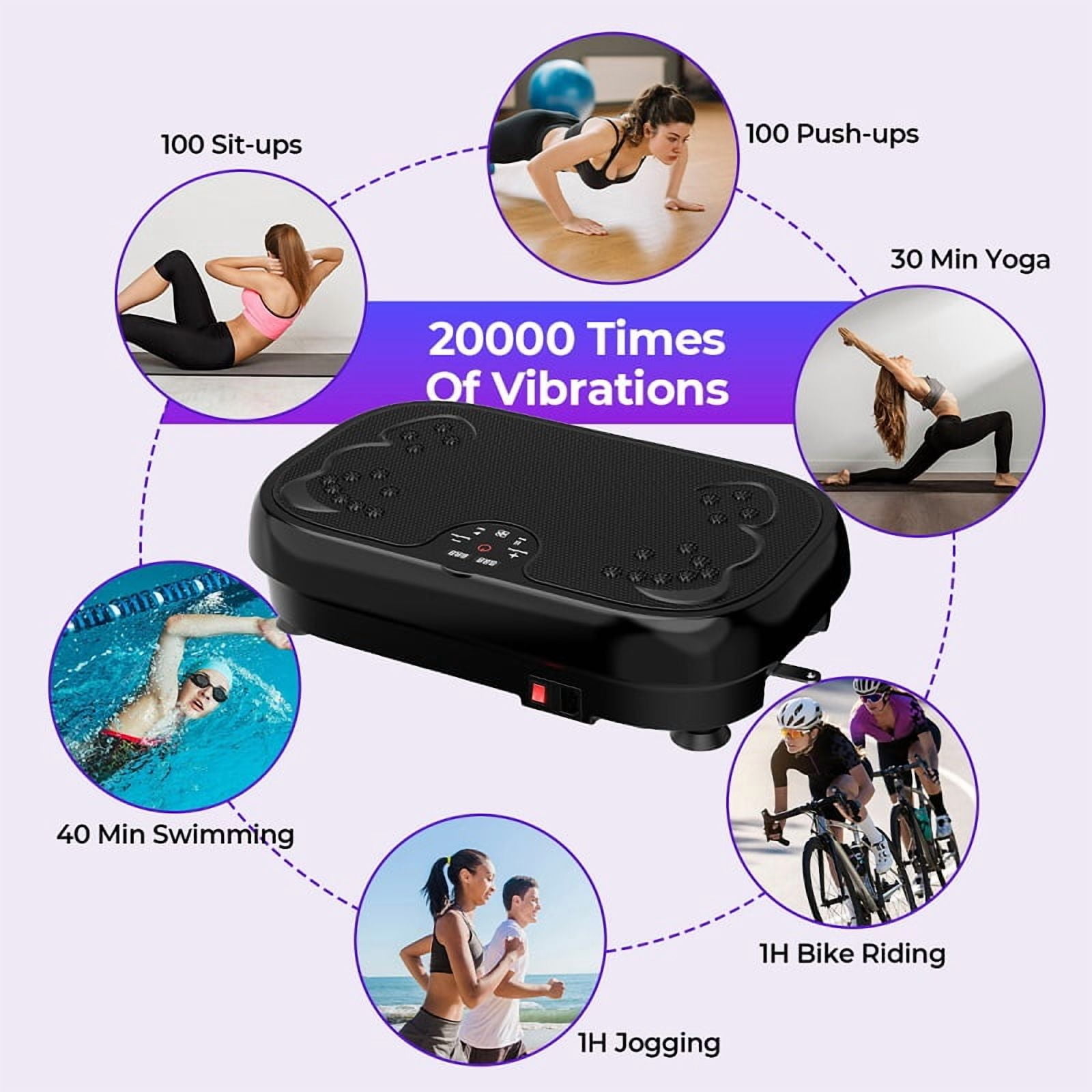 RELIFE SPORTS Fitness Vibration Plate Machine with Resistance Bands for Home Gym, Boosts Metabolism and Aids in Weight Loss