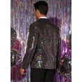 thumbnail image 3 of Unique Bargains Men's Sequin Peak Lapel Color Block Shiny Sparkle Sports Coat Blazer L Multicolor, 3 of 6