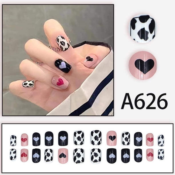 Wartleves Diseño de uñas postizas DIY Juego de uñas postizas francesas para dedos