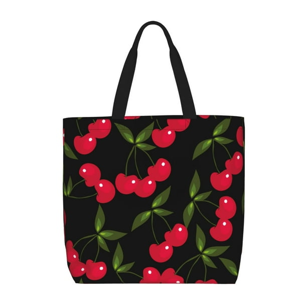 Fotbe Cherry Bolsa Tote con Estampado para Mujer, Bolsos con Cremallera, Bolsa de Hombro Casual de Gran Capacidad con Bolsillos Internos