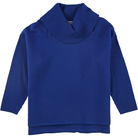 Style & Co. Womens Hi-Lo Ribbed Pullover Sweater, Blue, Petite, PXL