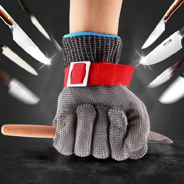 Guante De Trabajo De Seguridad De Malla De Acero Inoxidable Resistente A Cortes, Nivel 5 Para Carnicero, Con Guante Interior De Nailon Fácil De Usar Para Mayor Comodidad