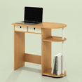 thumbnail image 6 of Ipoh Home Computer Desk, 32 Inch Writing Desk, Study Desk with Side Shelves and Bin Storage, for Home Office, Study Room, Natural/White, 6 of 6