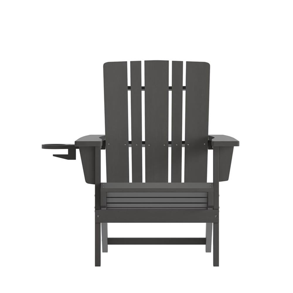 Pemberly Row All-Weather Adirondack Chair with Swiveling Cupholder in Gray