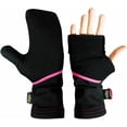 thumbnail image 1 of Turtle Gloves Lightweight Convertible Running Mittes for Spring/Fall, Black Pink - S, 1 of 6