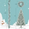 thumbnail image 3 of 6FT Snow Flocked Christmas Tree, Pre-Lit Set with Tree & Garland & Wreath, Artificial Hinged Xmas Tree with Colorful LED Lights, 8 Lighting Modes, Pine Cones, Holiday Décor for Home, 3 of 8
