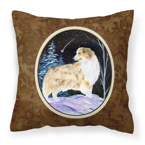 Carolines Treasures SS8359PW1414 Starry Night Australian Shepherd Fabric Decorative Pillow, 14Hx14W, multicolor