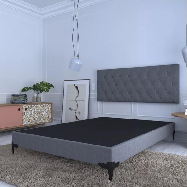 Elegante Box Matrimonial Base Tapizado Color Gris para Cama Matrimoniales | Dormez zzz