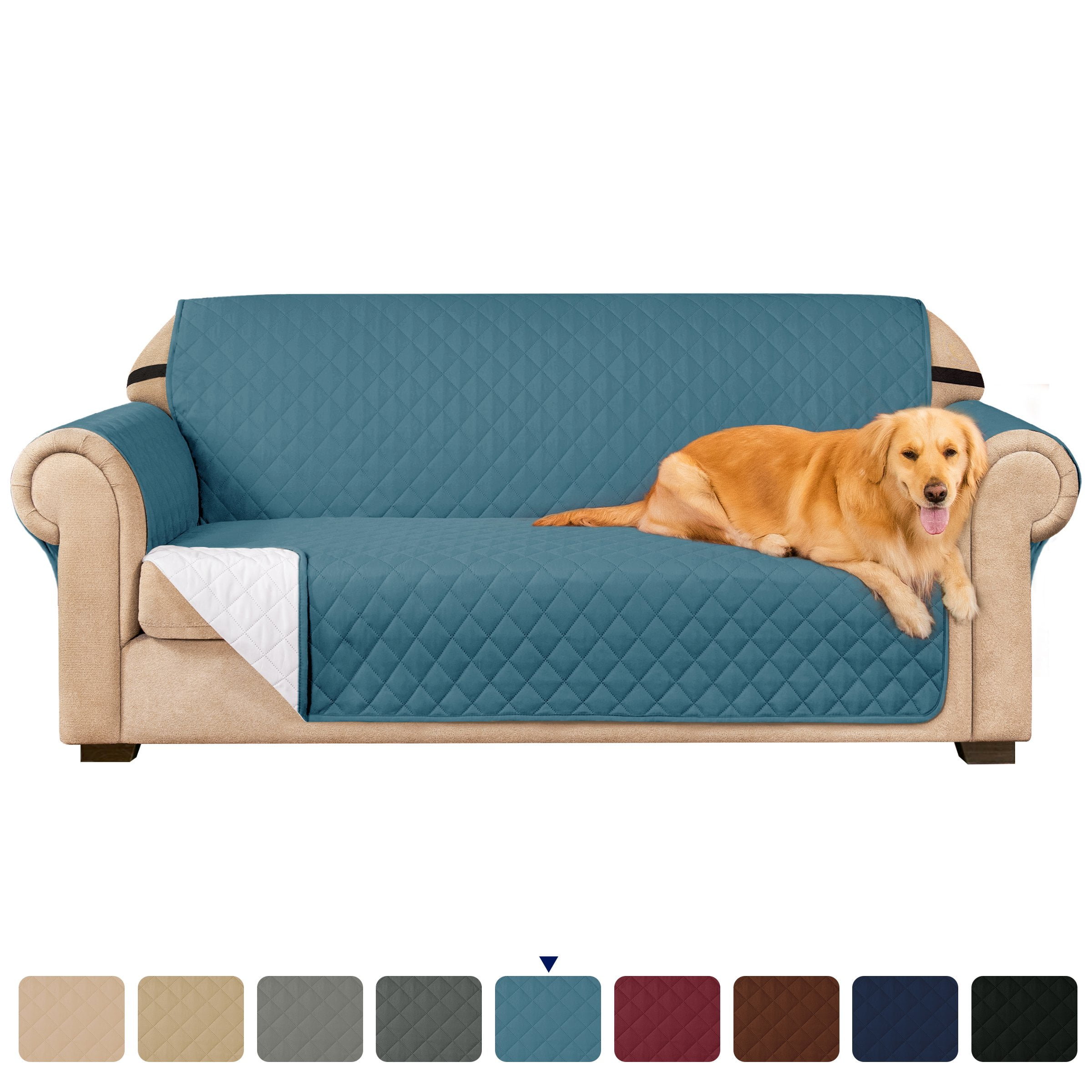 Subrtex Stretch 1Piece Quilted Reversible Sofa Protector with NonSlip