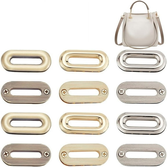 12pcs Alloy Eyelets Grommets 3 Color Metal Screw-in Together Eyelets 25mm Oval Grommet Snap Hole O-Ring Bag Loop Connector