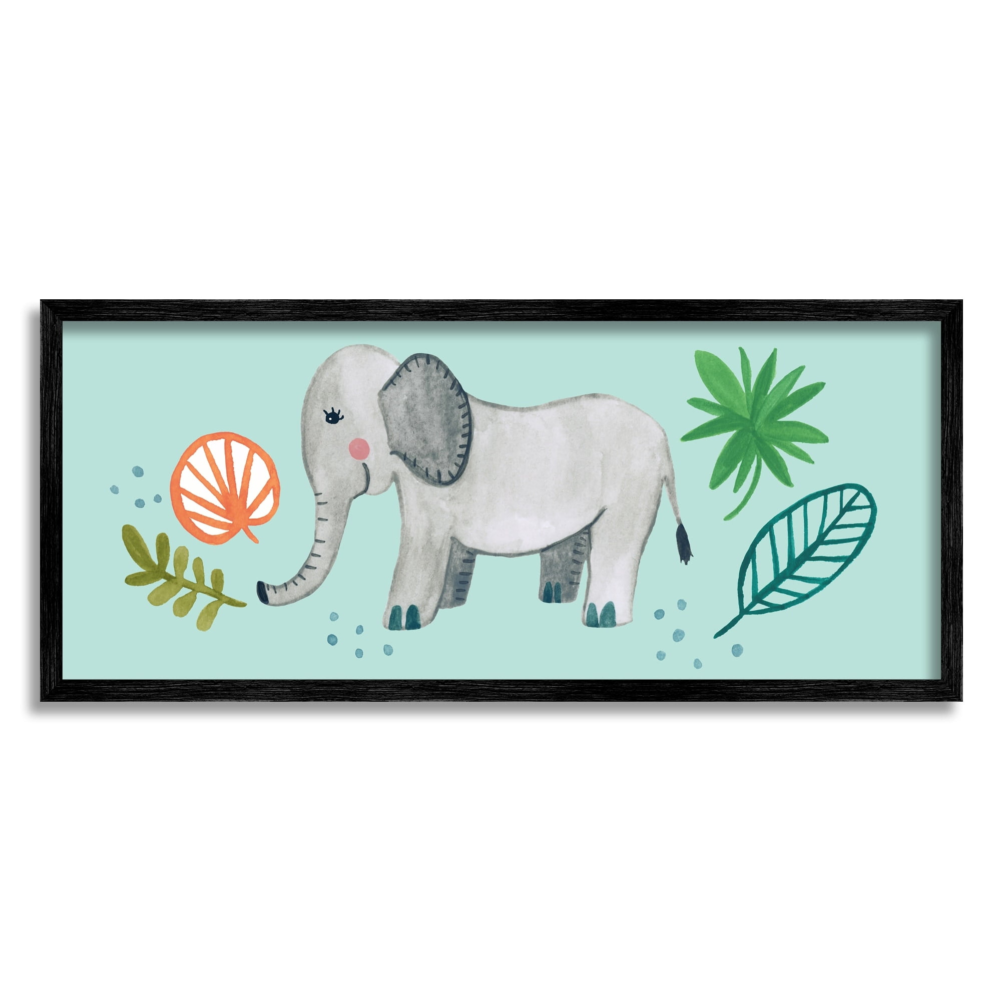 Stupell Industries Cute Whimsical Elephant Plant Botanical Illustration , 24 x 10, Design by Heather Strianese