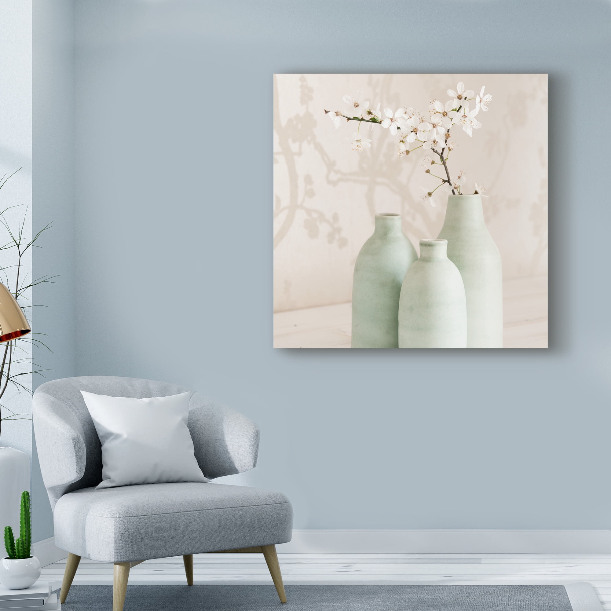 Trademark Fine Art 'Blossom With 3 Vases' Canvas Art by Tom Quartermaine